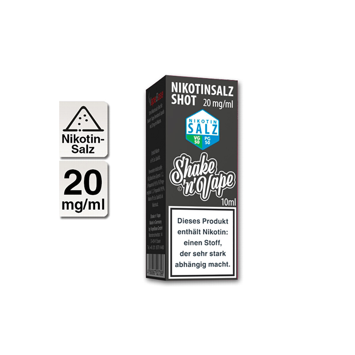 NIKOLIQUIDS Shot ohne Aroma 20mg Nikotinsalz - TABAKSHOP.de