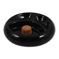 Pfeifenascher Keramik schwarz rund 2 Ablagen 17cm Durchmesser