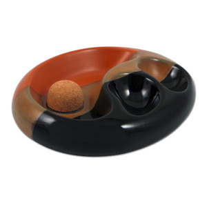 Pfeifenascher Keramik schwarz/braun oval 2 Ablagen