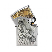 ZIPPO chrom gebürstet Eagle Sun-Fly Emblem 2003192