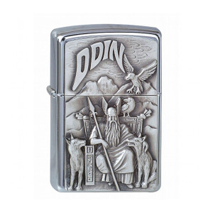 ZIPPO chrom geb&uuml;rstet Viking Emblem Odin 1300097
