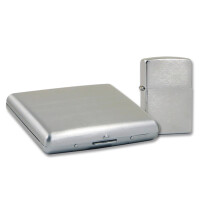 Zippo chrom gebürstet mit Zigarette gallery