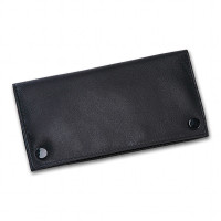 Feinschnitt-Tasche Leder Rind schwarz groß 2 Druckknöpfe 17,5 x 9 cm