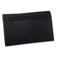 Feinschnitt-Tasche Leder schwarz mit Kautschukfach 14,5 x 9 cm