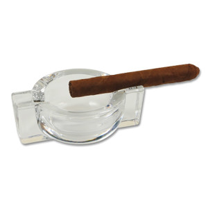Cigarrenascher Glas mit 2 Ablagen 12,5 x 9 cm