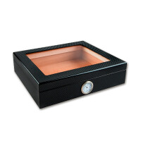 Humidor-Set Carbon-Design Glasdeckel 26x22x6,