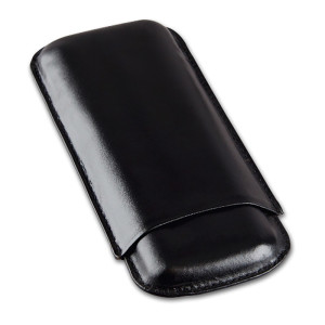 Cigarrenetui 3er Leder schwarz Double Corona 20 x 8.5 cm